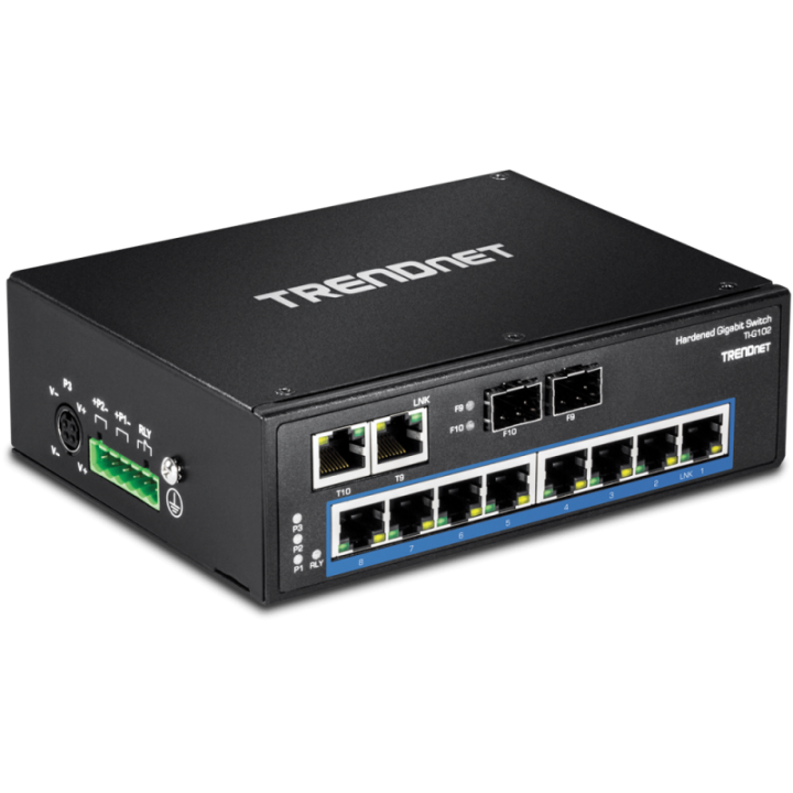 10-Port Hardened Industrial Gigabit DIN-Rail Switc