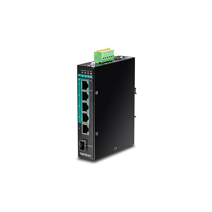 5-port Hardened Industrial Gigabit PoE+ DIN-Rail S