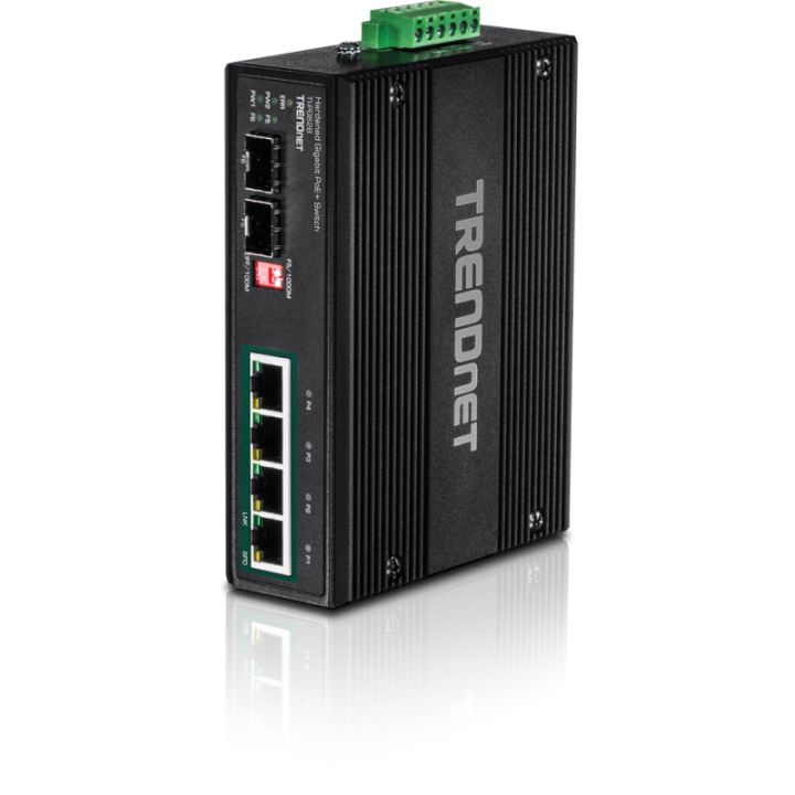 6-port hardened Industrial Gigabit PoE+ Switch /w