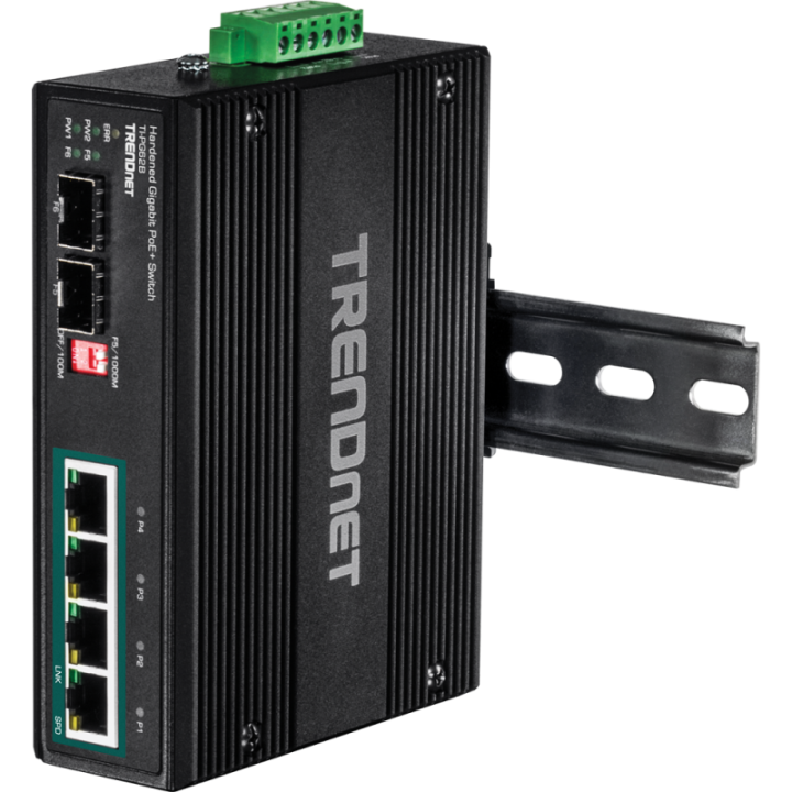 6-port hardened Industrial Gigabit PoE+ Switch /w