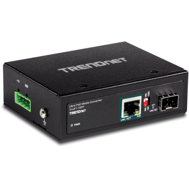 Hardened Industrial SFP to Gigabit UPoE  Media Con