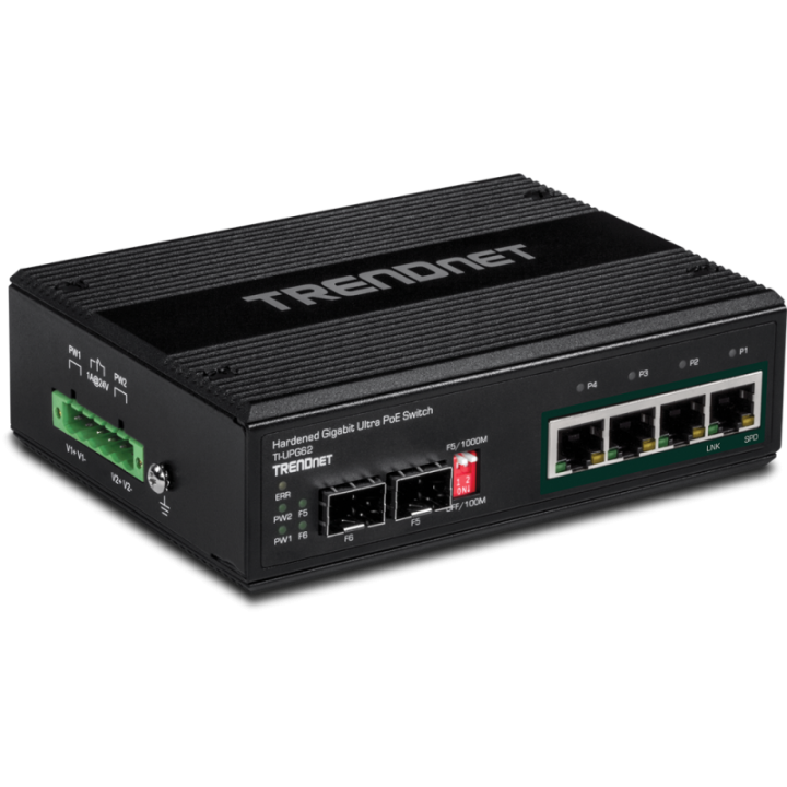 6-port hardened Industrial Gigabit Ultra PoE+ Swit